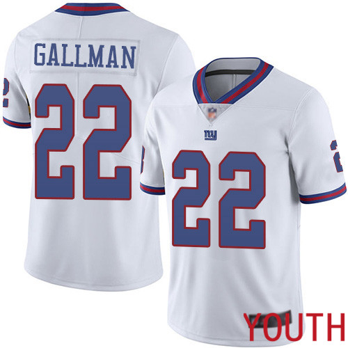 Youth New York Giants 22 Wayne Gallman Limited White Rush Vapor Untouchable Football NFL Jersey
